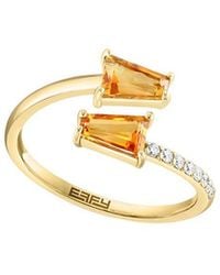 Effy Fine Jewelry - 14K 0.78 Ct. Tw. Diamond & Citrine Ring - Lyst