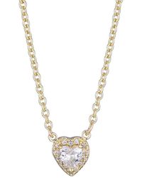 Adornia - 14K Plated Crystal Cz Halo Heart Necklace - Lyst