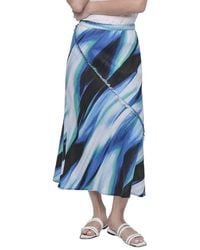 DKNY - Printed Linen Skirt - Lyst
