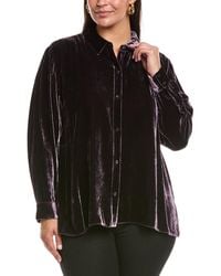 Eileen Fisher - Plus Classic Collar Velvet Silk-Blend Shirt - Lyst