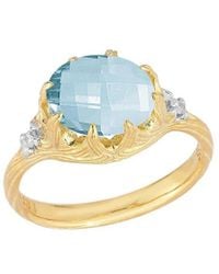 Reiss - 14k 4.30 Ct. Tw. Diamond & Blue Topaz Cocktail Ring - Lyst
