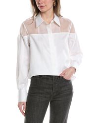 Helmut Lang - Poplin Silk-trim Tux Shirt - Lyst