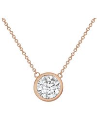 Diana M. Jewels - Diana M. 14K Rose 10.00 Ct. Tw. Lab-Grown Diamond Solitaire Bezel Pendant - Lyst
