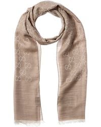 Gucci - Logo Small Jacquard Wool & Silk-blend Scarf - Lyst