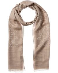 Gucci - Logo Small Jacquard Wool & Silk-blend Scarf - Lyst