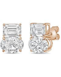 Diana M. Jewels - Diana M. 14K Rose 10.00 Ct. Tw. Lab-Grown Diamond Two-Stone Earrings - Lyst