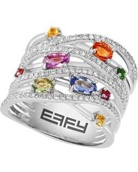 Effy Fine Jewelry - 14K 1.63 Ct. Tw. Diamond & Multi Sapphire Ring - Lyst