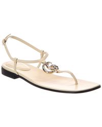 Gucci - Gg Logo Leather Sandal - Lyst