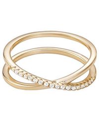 Adornia - 14K Over Cz Crossed Half Eternity Band Ring - Lyst