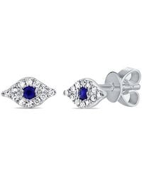 Sabrina Designs - 14k 0.06 Ct. Tw. Diamond & Sapphire Evil Eye Studs - Lyst
