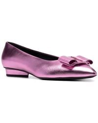 Ferragamo - Viva Bow Leather Ballet Flat - Lyst