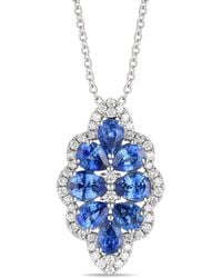 Le Vian - Le Vian Sapphire & Ruby Rings Platinum 2.72 Ct. Tw. Diamond & Sapphire Pendant Necklace - Lyst