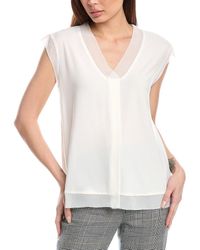 Anne Klein - Extended Shoulder Mixed Media Top - Lyst