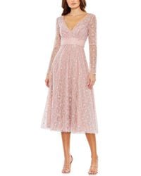 Mac Duggal - Embellished Illusion Long Sleeve Dress - Lyst