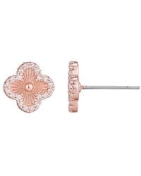 Adornia - 14K Rose Plated Cz Button Clover Halo Stud Earrings - Lyst