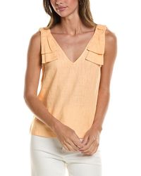 Cece - Bow Strap Linen-Blend Tank - Lyst