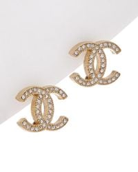 Chanel Gold-tone & Crystal Cc Earrings - Metallic