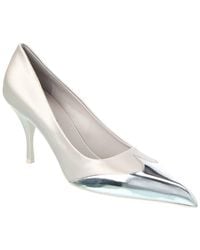 Prada - Satin & Metallic Leather Pointy-Toe Pump - Lyst
