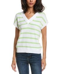 Forte - Stripe Cap Sleeve V-Neck Sweater - Lyst