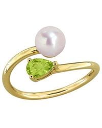 Rina Limor - Plated 0.44 Ct. Tw. Gemstone & 6-6.5Mm Pearl Ring - Lyst