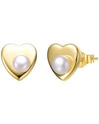 Genevive Jewelry - 14k Over Silver 4mm Pearl Studs - Lyst