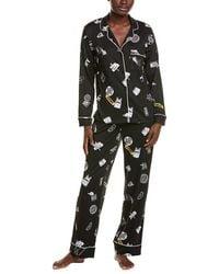 DKNY - 2Pc Long Sleeve Notch Top & Pant Sleep Set - Lyst