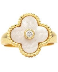 Rivka Friedman - 18K Plated Mother-Of-Pearl Cz Flower Ring - Lyst