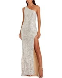 Mac Duggal - Sequined One Shoulder Draped Back Gown - Lyst