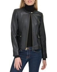 Cole Haan - Smooth Leather Jacket - Lyst