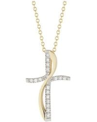 Reiss - 14K Two-Tone 0.15 Ct. Tw. Diamond Cross & Flame Necklace - Lyst