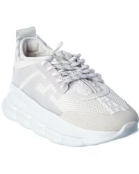 Versace Suede & Leather-trim Trainer - White