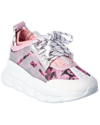 Versace Chain Reaction Leather & Mesh Trainer - Pink