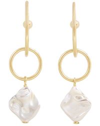 Saachi - Pearl Cz Hoop Earrings - Lyst