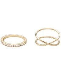 Adornia - 14K Plated Cz X & Eternity Set Ring - Lyst