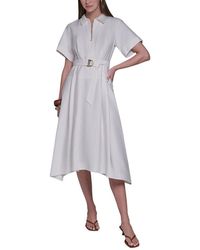 Halston - Short Sleeve Zip Front Shirtdress - Lyst