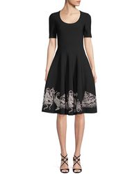 Alexander McQueen Assorted Embroidered A-line Dress - Black