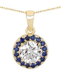 Diana M. Jewels - Diana M 14K 1.32 Ct. Tw. Lab-Grown Diamond & Lab-Grown Sapphire Circle Pendant - Lyst