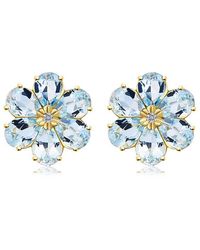 Nina Zhou Jewelry - 14K 7.85 Ct. Tw. Diamond & Aquamarine Stud Earrings - Lyst