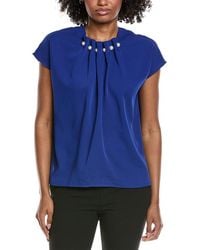 Gracia - Pearl Embellished Neck Top - Lyst