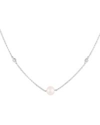Splendid - Rhodium Plated 9-10Mm Pearl Necklace - Lyst