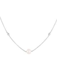 Splendid - Rhodium Plated 9-10Mm Pearl Necklace - Lyst