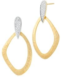 Reiss - 14k 0.22 Ct. Tw. Diamond Dangling Earrings - Lyst