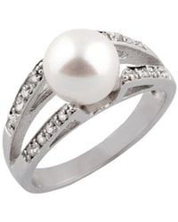 Splendid - Rhodium Plated 8-8.5mm Pearl Cz Ring - Lyst