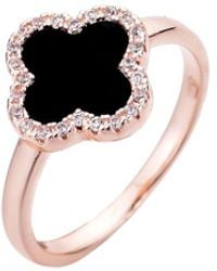 Adornia - 14K Rose Plated Cz Halo Clover Ring - Lyst