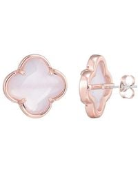 Adornia - 14K Rose Plated Cat Eye Stone Clover Stone Stud Earrings - Lyst