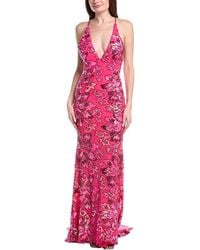 Jovani - V-Neck Tie Back Sheath Dress - Lyst