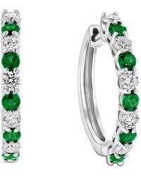 Diana M. Jewels - Fine Jewelry 14k 1.35 Ct. Tw. Diamond & Emerald Hoops - Lyst
