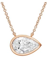 Diana M. Jewels - Diana M. 14K Rose 6.00 Ct. Tw. Lab-Grown Diamond Solitaire Bezel Pendant - Lyst