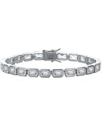 Rachel Glauber - Rhodium Plated Cz Tennis Bracelet - Lyst