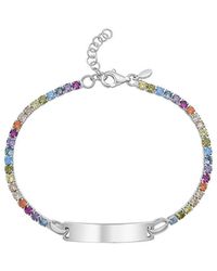 Italian Silver - Italian Cz Tennis Id Bracelet - Lyst